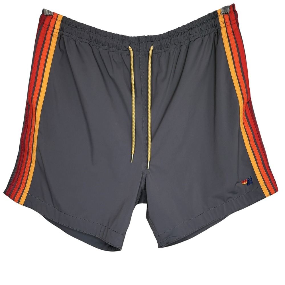 Aviator Nation 5 Stripe Flex Shorts 36 5.5" Swim Beach Active Drawstring Stretch